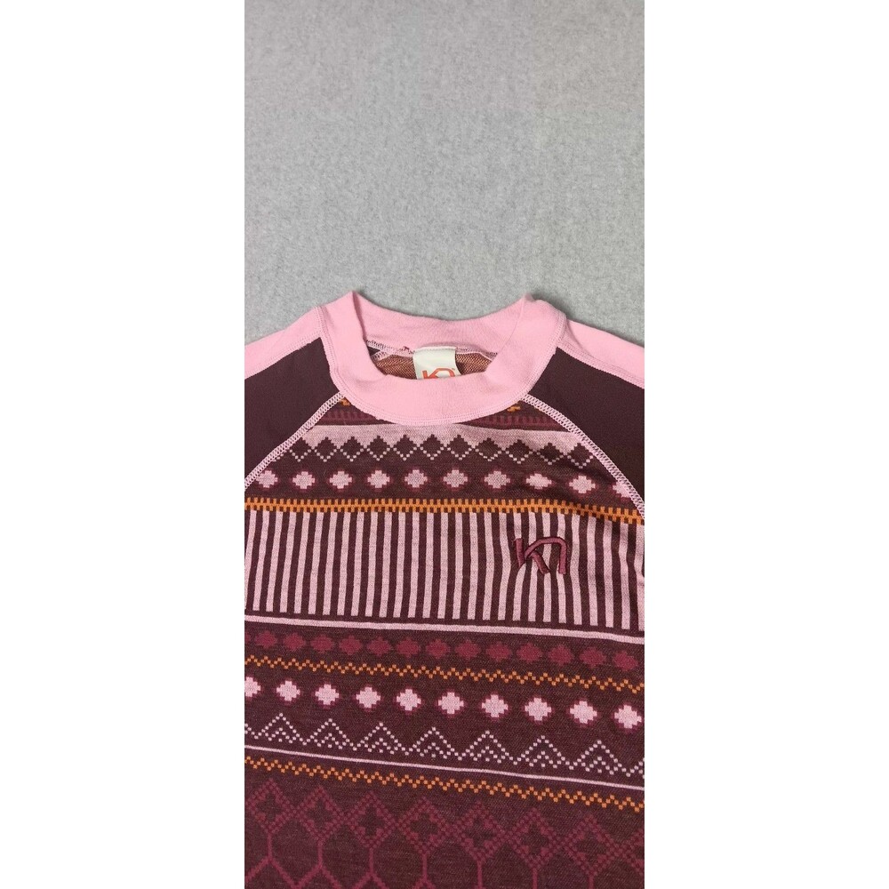 Kari Traa Perle Wool Blend Long Sleeve Base Layer XS Jacquard Knit Nordic Style - Picture 3 of 13
